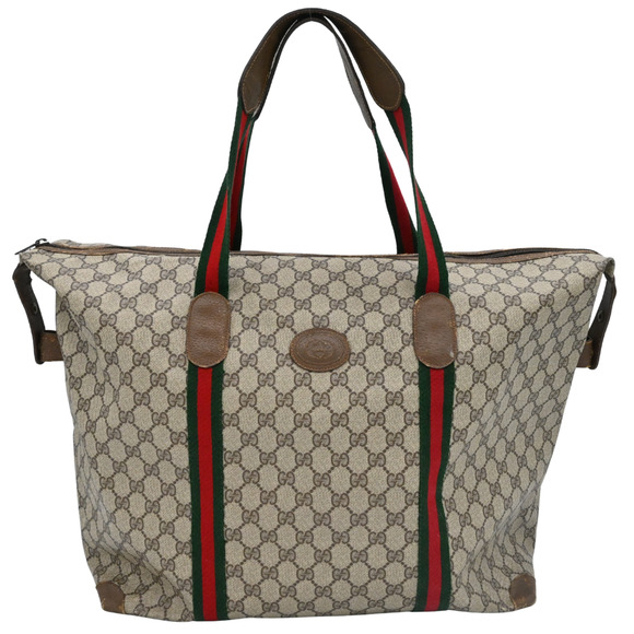 Gucci Vintage GG Supreme Sherry Line Canvas Boston Travel Bag - Picture 1 of 16